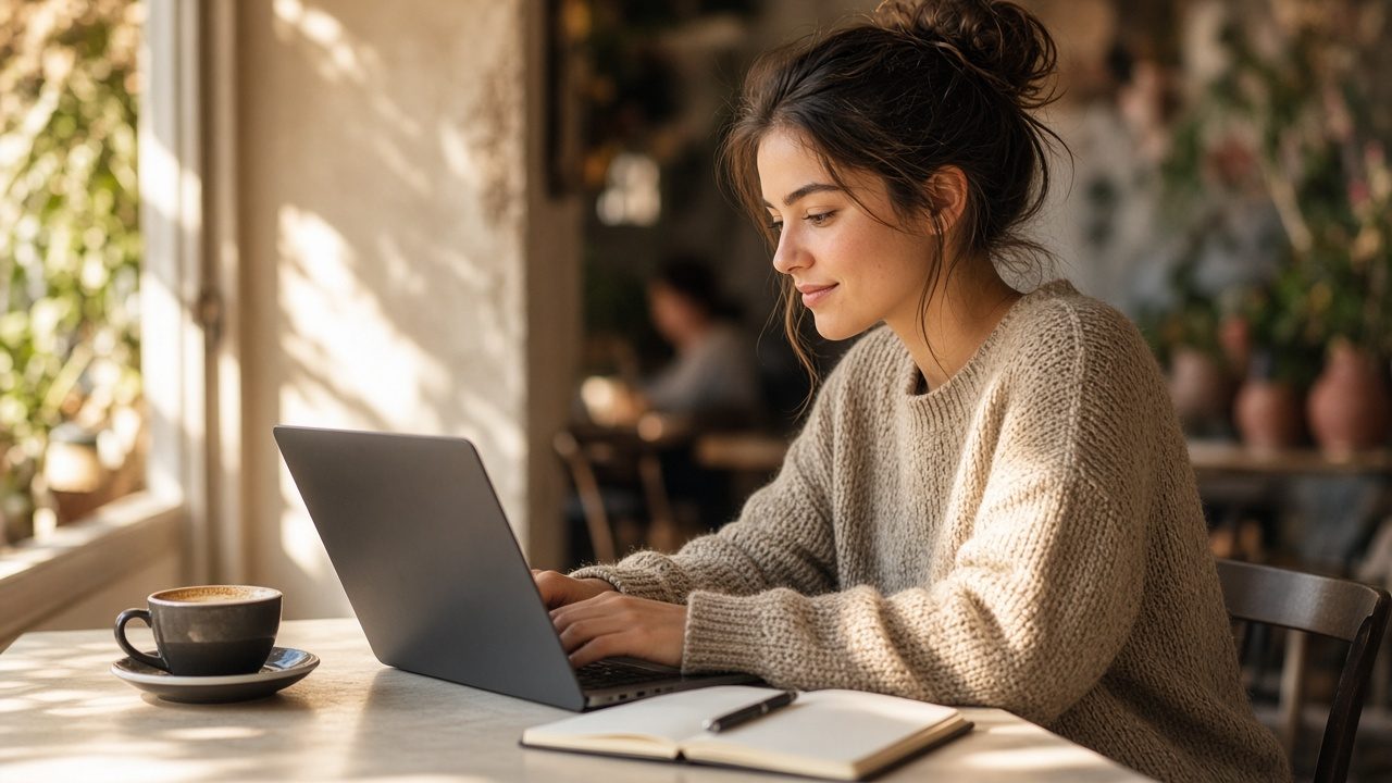 Student studying at desk with notebook